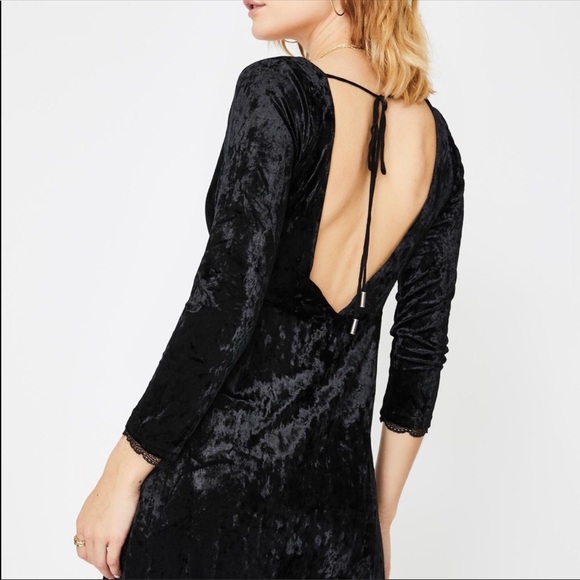 Free People Black Velvet Kat Mini Dress - Picture 2 of 8